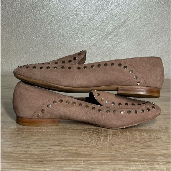 Bleecker & Bond Arianna Women 7.5M Beige Suede Studded Flats Loafers Shoes - Picture 5 of 11